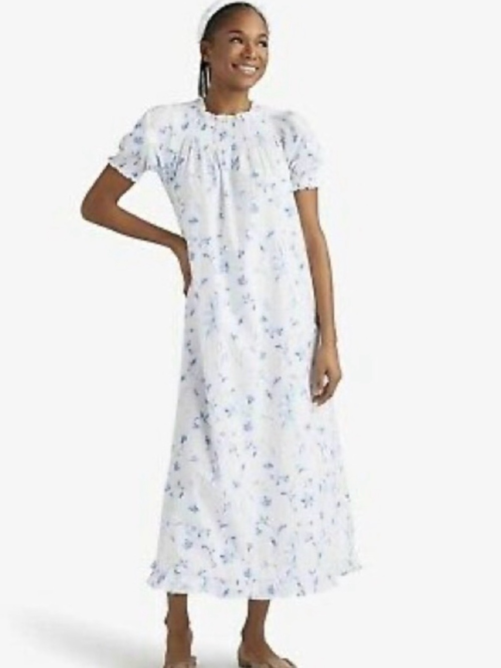 Hill House Caroline Blue Botanical Nap Dress Size Large New - Picture 3 of 8